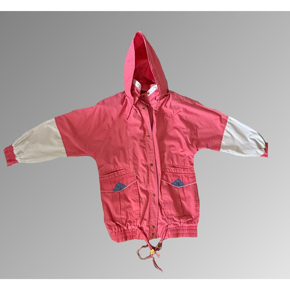 Be in the Current Scene Pink Colorblock Hooded Jacket 80s Y2K Retro M